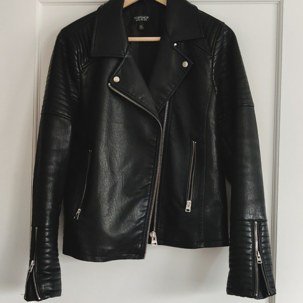 Topshop Rosa biker jacket (faux leather) size 8